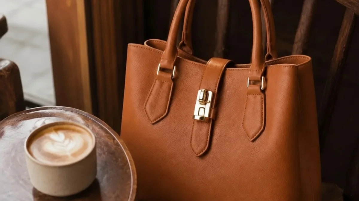 Handbag details stay sharp after removing promo text: before and after